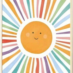 16x24 Happy Smiling Rainbow Sunshine Kid's Canvas Art Print Nursery Wall Decor